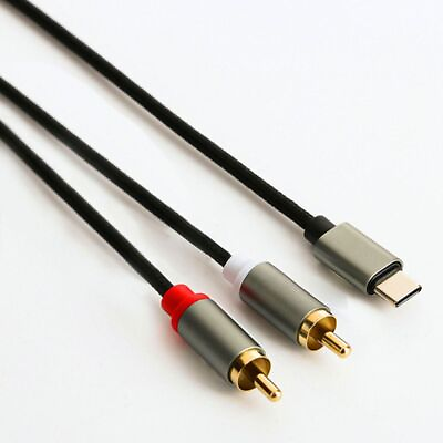 #ad 1m Speaker USB C Audio Line Audio Cable Converter Aux Cord Type C To 2 RCA $8.26