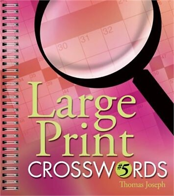 #ad Large Print Crosswords #5 Spiral Bound Comb or Coil $15.91