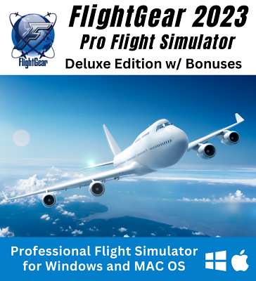 #ad Flight Gear 2023 Professional Flight Simulator For Windows and MAC Deluxe DVD $16.99