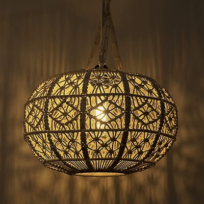 #ad #ad Boho Hanging Lamp Lampshade Hand Woven Lamps Living Room LED Filament Bulb $76.53