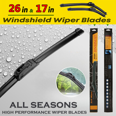 #ad All Season Bracketless Windshield Wiper Blades Hybrid Silicone CLEAR 26quot; amp; 17quot; $7.35
