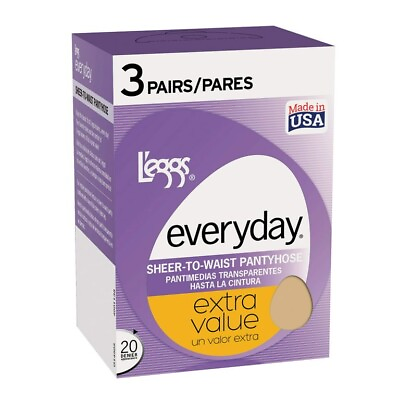 #ad L#x27;eggs Everyday Sheer to Waist Pantyhose Size Q 2 Packs 6 Pairs $9.99