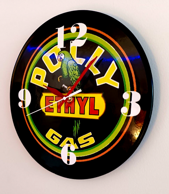 #ad POLY ETHYL GAS 12 INCH QUARTZ WALL CLOCK FREE POSTER FREE PRIORITY SHIPPING $29.00