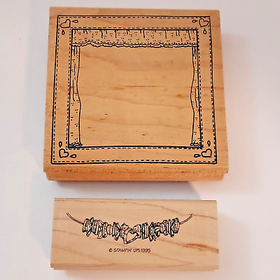 #ad Lot Of 2 Wooden Mounted Rubber Stamps WCG amp; Stampin Up $6.95