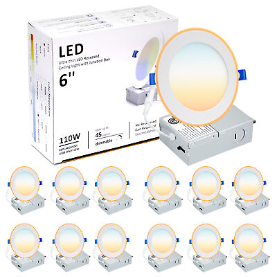 #ad 12 Pack 4 Inch LED Ceiling Lights with Night Light 9W Canless Ultra Thin Wafer $91.58