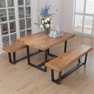 #ad 52quot; 72quot; Modern Kitchen Solid Wood Dining Table 60quot; Sturdy Bench for 4 8 Person $237.49