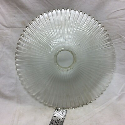 #ad #ad Vintage Clear Glass Diffuser Lamp Shade Flat Ornate Ribbed $52.50