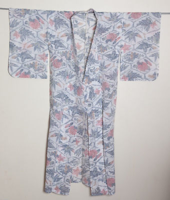 #ad Vintage 70s Japanese Silk Kimono Floral Asian Furisode Geisha Robe Jacket $100.00