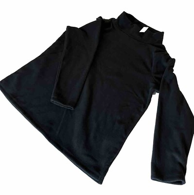 #ad NEW TALBOTS Women’s Cozy Black Fleece Mock Neck Long Sleeve Top Size 2X Plus $39.99