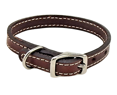 #ad HAMILTON Stitched Leather Dog Collar 10quot; x 3 8quot; Brown $8.99