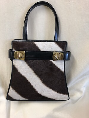 #ad vintage 70s rare zabra skin and leather handbag $375.00