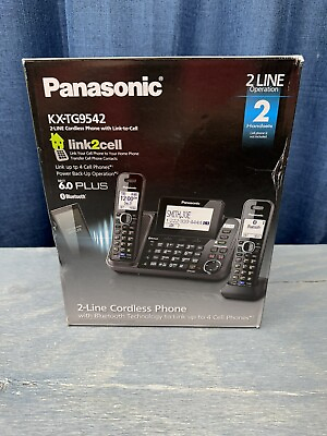 #ad Panasonic KX TG9542B Corded Cordless Phone 2 Handsets DECT 6.0 Link2Cell New $149.99