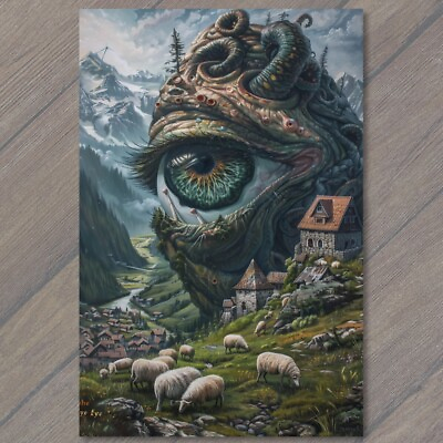 #ad ART PRINT Eyeball Monster Mountains Sheep Weird Unusual Eye Scenic Strange Funny $10.00