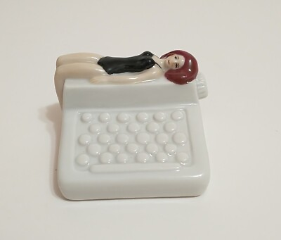 #ad Vintage Typewriter W Lady Paperweight Red Head Black Bathing Suit Sensual 1979 $32.00