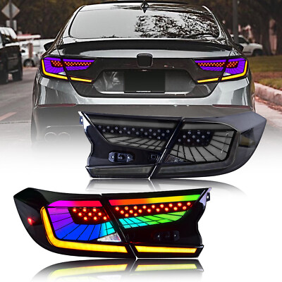 #ad Smoked LED Tail Lights For Honda Accord 2018 2021 RGB Rear Lamps Signal Assembly $309.99