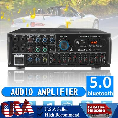 #ad Bluetooth HiFi 200 2000W Stereo Hi Fi Power Amplifier Karaoke FM USB SD AUX $26.79