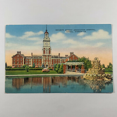 #ad Postcard Kansas Topeka KS Security Benefit Hospital 1940s Linen Unposted $1.00
