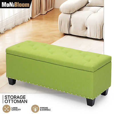 #ad 42quot; Green Tufted Storage Poufs Ottoman Bench Upholstered Footrest Lift Top Stool $92.99