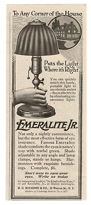 #ad 1918 H. G. McFADDEN Emeralite Jr. lamp Vintage Print Ad $8.95