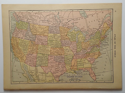 #ad 1915 Antique UNITED STATES Miniature Atlas Map 8quot; x 5.5quot; Hammond#x27;s Handy Atlas $5.34