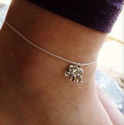 #ad Elephant Boho Bohemian Silver Anklet Ankle Bracelet Foot Chain $3.59