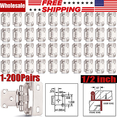 #ad 1 2quot;Overlay Partial Wrap Cabinet Hinge Self Closing Kitchen Cupboard Cabinet LOT $51.23