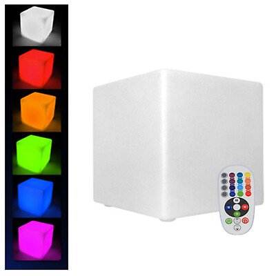 #ad 16quot; LED Light Cube Stool Chair 16 RGB Colors Rechargeable w Remote Control 5W $57.00