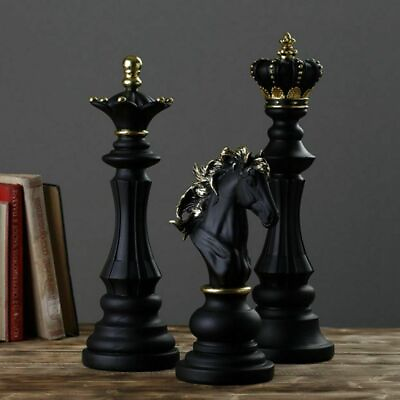 #ad Resin Chess Figurine Scene Chessmen Ornaments Desk Deco Display King Queen Horse $29.69