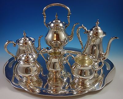 #ad Old French by Gorham Sterling Silver Tea Set 6pc with Tray #1639 Exceptional $11950.00