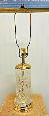#ad Vintage Crystal Clear Table Lamp 24% Lead Hand Cut Crystal W. Germany $100.00