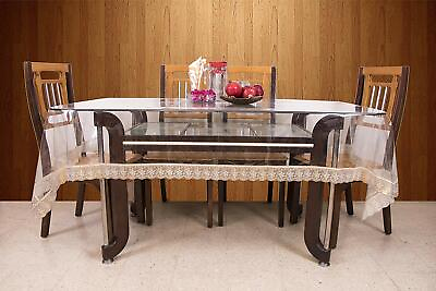 #ad Waterproof PVC 6 Seater 1Pc Dining Table Cover With Golden Lace 60 X 90 Inches $53.46