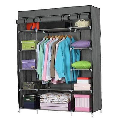 #ad Portable Free Stand Closet Wardrobe Clothes Rack Home Organizer Shelf 67quot; H $46.56