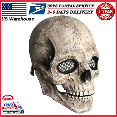 #ad Skull Face Mask Helmet W Movable Jaw 3D Skeleton Halloween Cosplay Party Costume $13.99