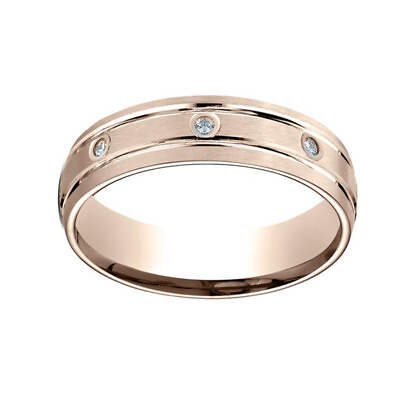 #ad 0.16Ct Natural Diamond 6mm Comfort Fit 14K Rose Gold Wedding Bamp; Ring Sz 13 $1370.11
