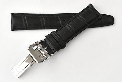 #ad 20mm Black Genuine Leather Band Strap Crocodile Style w Clasp for IWC $39.90
