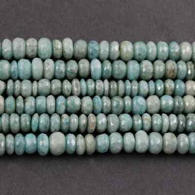 #ad 1 Strand Amazonite Silver Coated Roundle Beads Faceted Gemstone Rondelles bead $12.59