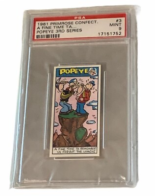 #ad Popeye Primrose Sweet Card 1961 Olive Oyl Oscar Wimpy Swee Pea #3 PSA 9 Pick vtg $76.00