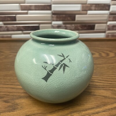 #ad Vintage Korean Porcelain Vase Celadon Green $49.99