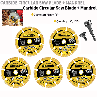 #ad 1 5 10Pcs 3 Inch Diamond Cut Off Wheel With 1 4#x27;#x27; Mandrel For Angel Grinder Tool $64.69