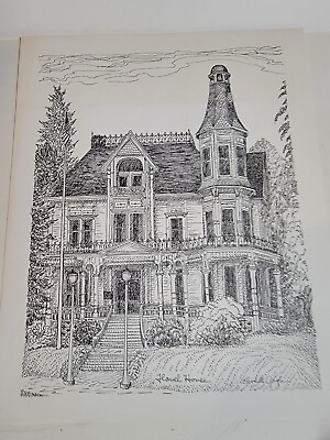 #ad Vintage Sketch Art Print Of A Old House Artwork Mansion Drawing VTG $15.15