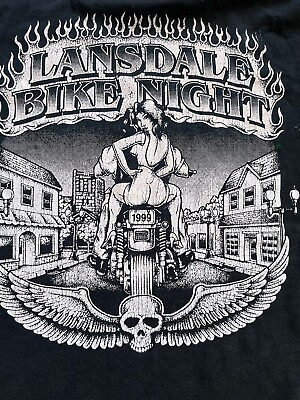 #ad Vintage Jerzees Sexy Motorcycle Tshirt Lansdale PA 1999 Bike Night Large $20.00