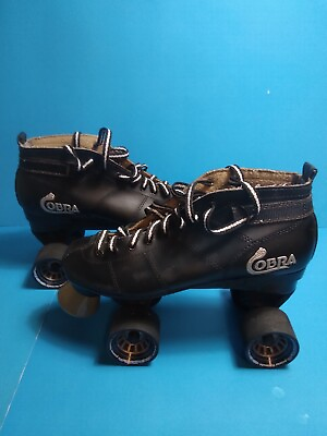 #ad Cobra Black Roller Derby Skates w Power Formula Wheels Mens Size 8 $57.99