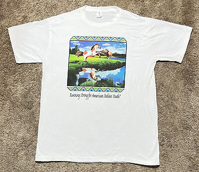 #ad Vintage Running Strong For American Indian Youth T Shirt Single Stitch Mens XL $10.49