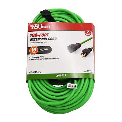 #ad Hyper Tough 100ft Indoor Outdoor Light Duty High Visibility Vinyl Extension Cord $18.50
