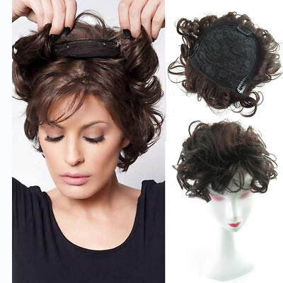 #ad Short Wavy Curly Hair Crown Topper Human Hair Replacement for Women#x27;s Thin Hair $25.99