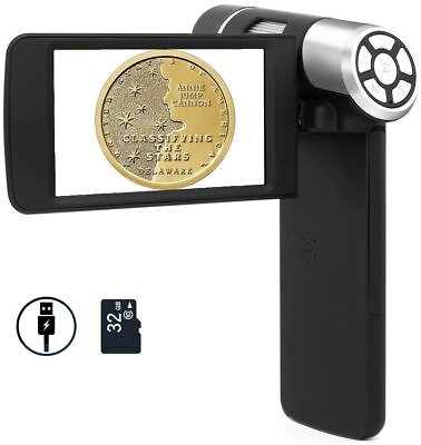 #ad TOMLOV Portable Microscope for Kids 4 In LCD Screen 12MP Digital Coin magnifier $71.75