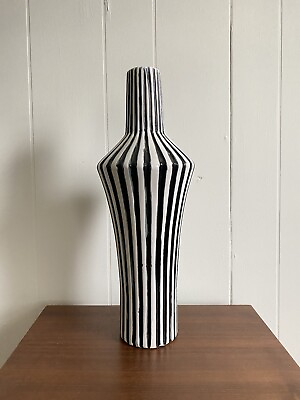 #ad #ad Jonathan Adler 16” Happy Chic Striped Pottery Vase Mid Century Modern Circus $85.00