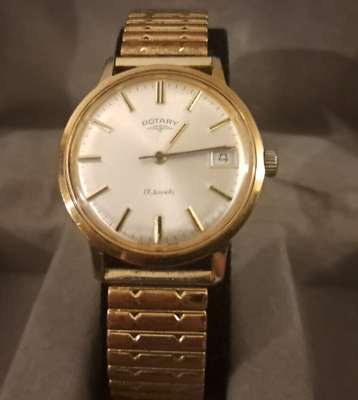 #ad Vintage Rotary Gold Plated Swiss Made 17 Jewel Mechanical Watch W Date Calendar $69.99