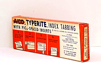 #ad AICO Typerite Index Tabbing for Typewriters Vintage Office Supplies *Orange* $9.85