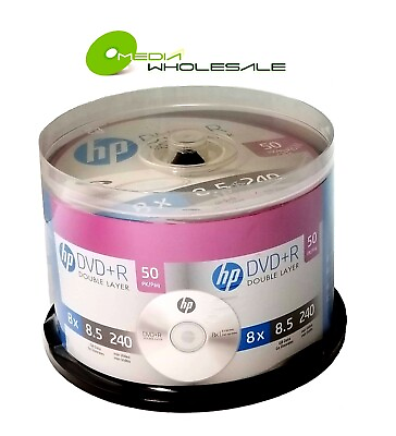 #ad 50 HP 8X Blank DVDR DL Dual Double Layer 8.5GB Logo Branded Media Disc REAL HP $27.90